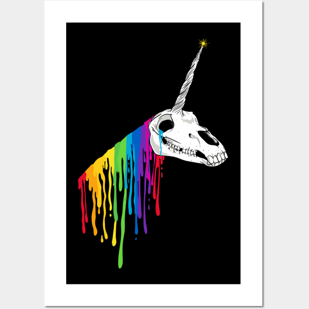 Dripping Unicorn Skull Wall Art by rt-shirts